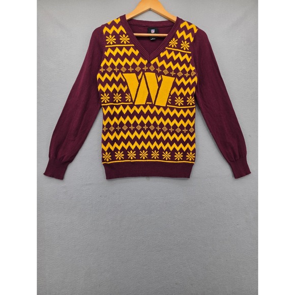 NFL Team Apparel Other - NFL Washington Commanders Sweater Mens Medium Burgundy Gold Holiday Fair Isle